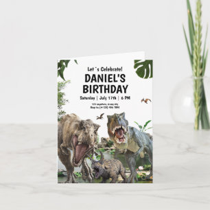 Convite de aniversário de dinossauro Dino T-Rex an