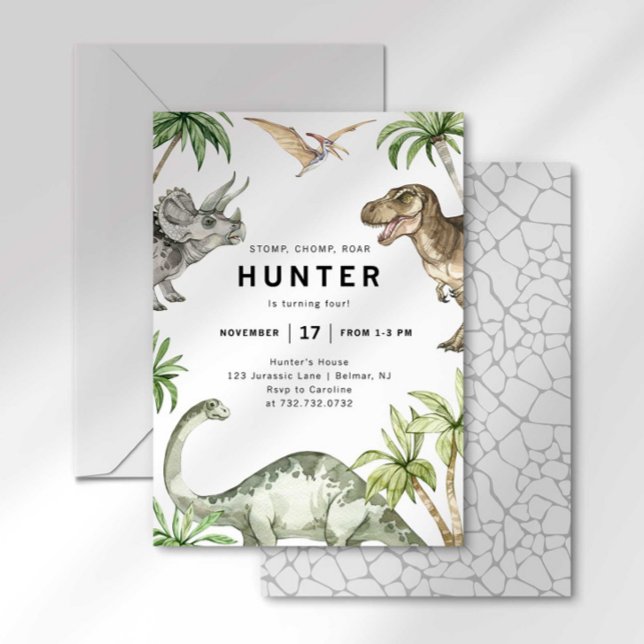 Convite de Aniversário de Dinossauro do Jurássico (Criador carregado)