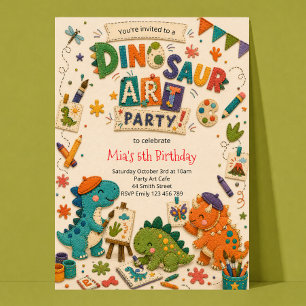 Convite de Aniversário de Dinossauro Festa de Arte