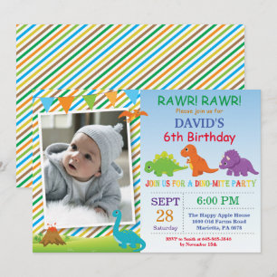 Convite de Aniversário de Dinossauro Festa Dino