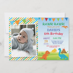 Convite de Aniversário de Dinossauro Festa Dino