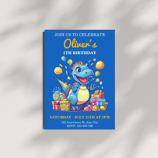 Convite de Aniversário de Dinossauro - Festa Perso (Criador carregado)