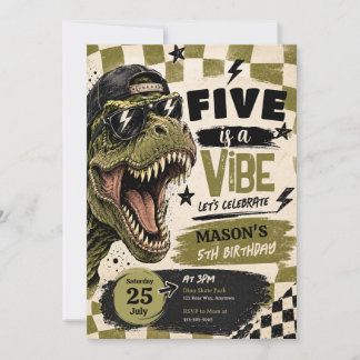 Convite de Aniversário de Dinossauro Five is a Vib
