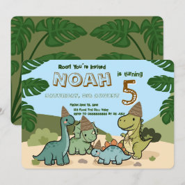 Convite de Aniversário de Dinossauro Fofo | Editáv