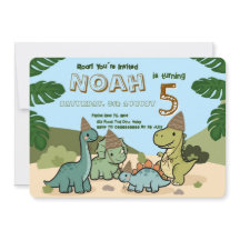 Convite de Aniversário de Dinossauro Fofo | Editáv