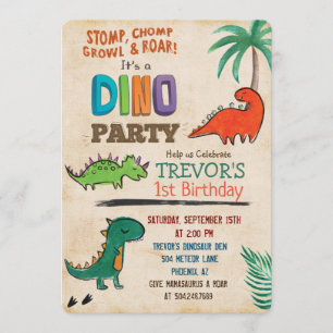 CONVITE DE ANIVERSÁRIO DE DINOSSAURO FOFO - TODAS