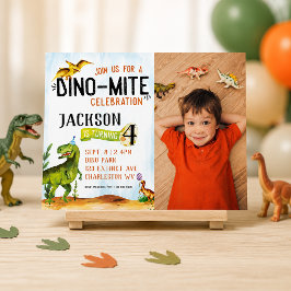 Convite de Aniversário de Dinossauro Foto Dino-Mit