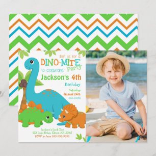 Convite de Aniversário de Dinossauro Menino / Fest