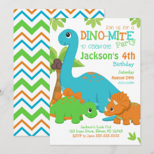 Convite de Aniversário de Dinossauro Menino / Fest