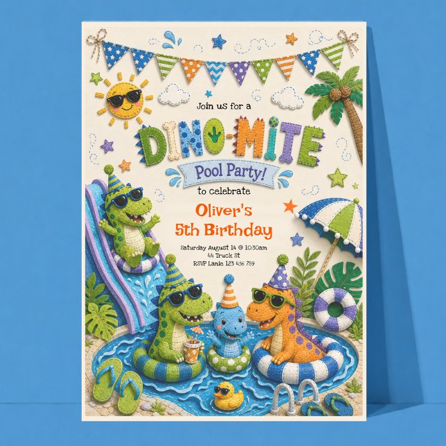 Convite de Aniversário de Dinossauro para Festa na (Criador carregado)