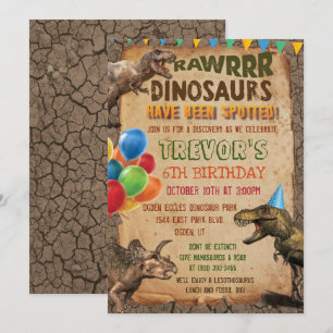 Convite de Aniversário de Dinossauro para QUALQUER