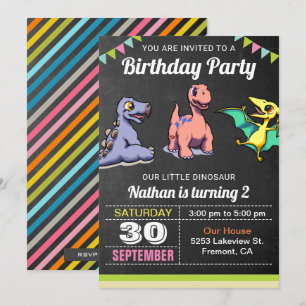 Convite de Aniversário de Dinossauro Pequeno e Fof