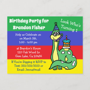 Convite de aniversário de dinossauro personalizado