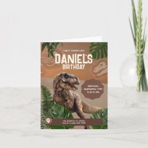 Convite de Aniversário de Dinossauro Realista Lega