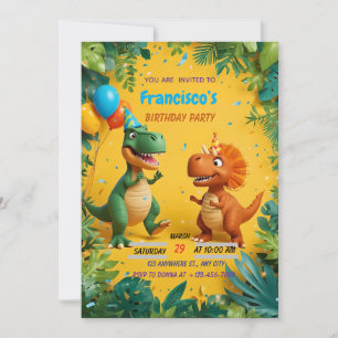Convite de Aniversário de Dinossauro Roar-some – J