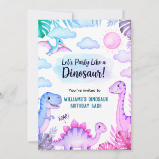 Convite de Aniversário de Dinossauro Rugindo