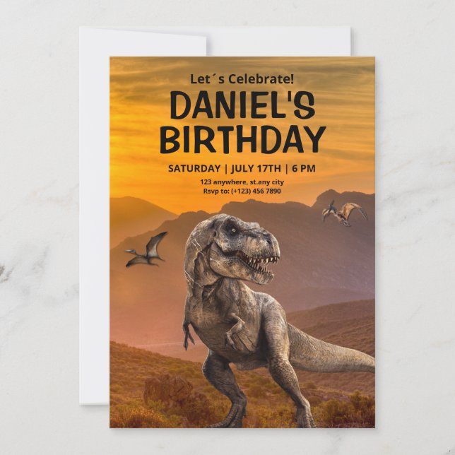 Convite de aniversário de dinossauro, T REX Aniver (Frente)