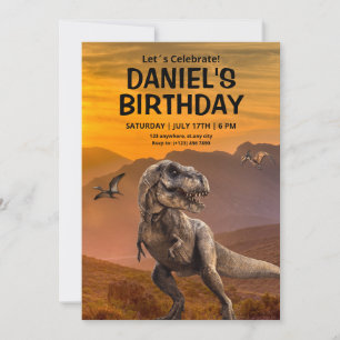 Convite de aniversário de dinossauro, T REX Aniver