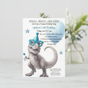 Convite de Aniversário de Dinossauro T-Rex Feroz