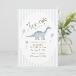 Convite de Aniversário de Dinossauro Três-rrífico