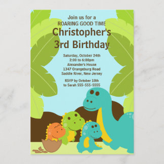Convite de aniversário de Dinossauros Divertidos