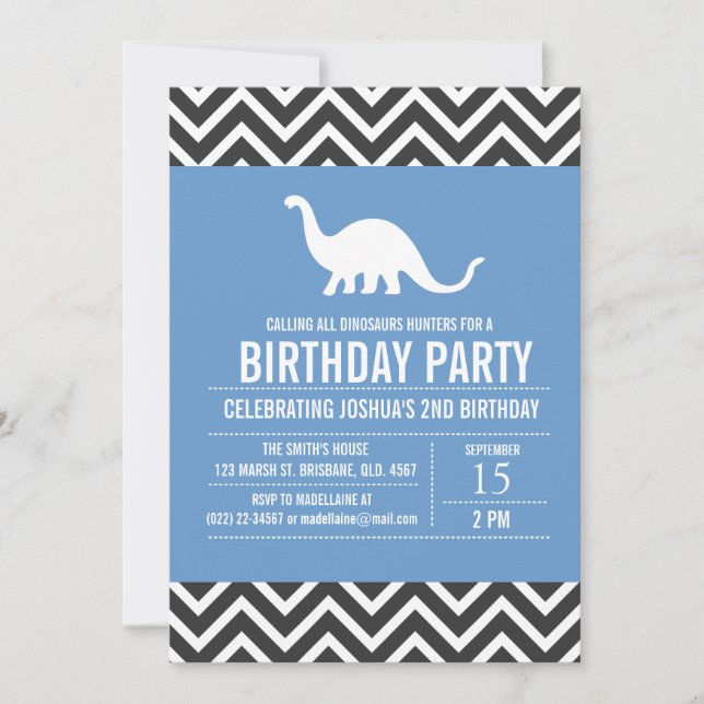 Convite de aniversário de Dinossauros Personalizad (Frente)