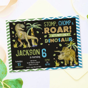 Convite de Aniversário de Dinossauros T-rex Tr