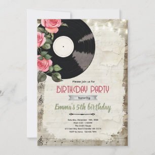 Convite de Aniversário de Disco de Vinil
