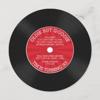 Convite de Aniversário de Disco de Vinil Retrô