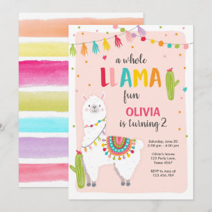 Convite de aniversário de diversão do Alpace Cactu