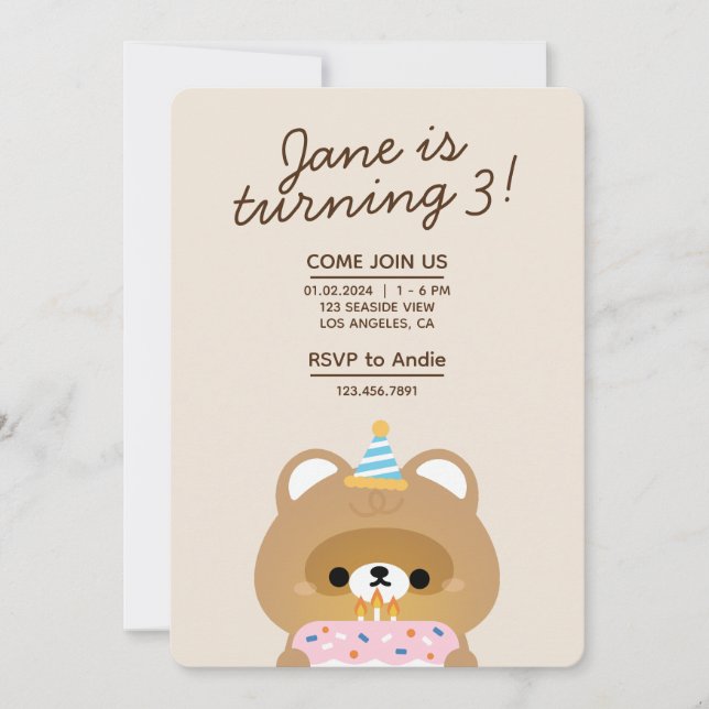 Convite de aniversário de diversão simples e bonit (Frente)