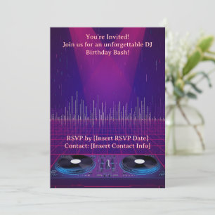 Convite de Aniversário de DJ - Personalizável