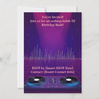Convite de Aniversário de DJ Personalizável