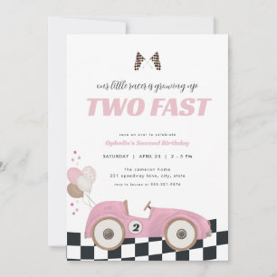 Convite de Aniversário de Dois Anos Menina Carro d