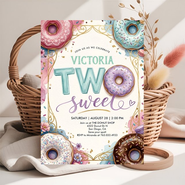 Convite de Aniversário de Dois Anos Tema Donut Doc (Criador carregado)