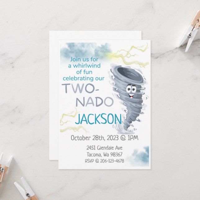 Convite de Aniversário de Dois Nados (Frente/Verso In Situ)