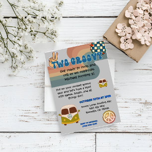 Convite de Aniversário de Dois Rapazes da Groovy