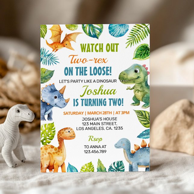 Convite de Aniversário de Dois Rex para Dinossauro (Criador carregado)
