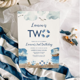 Convite de Aniversário de Dois segundos Náuticos