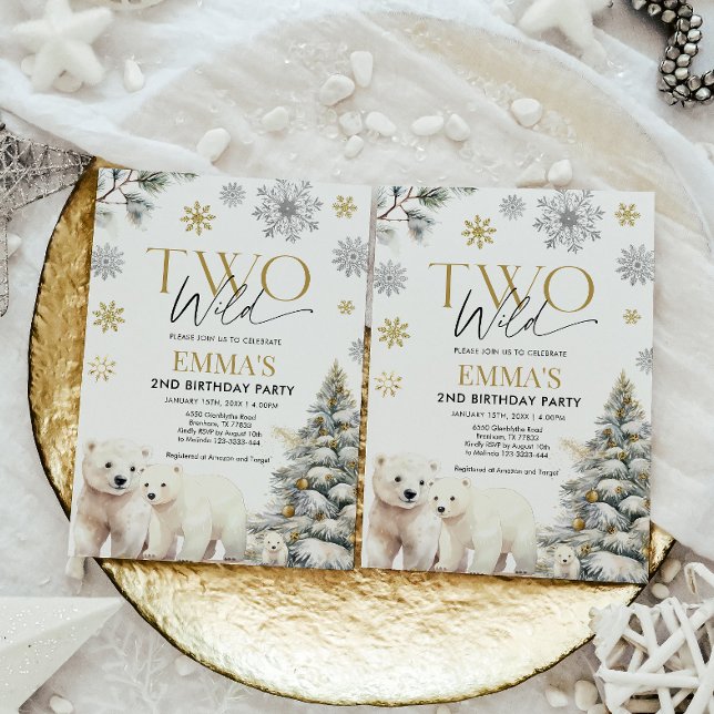 Convite de aniversário de dois ursos selvagens, se (Criador carregado)