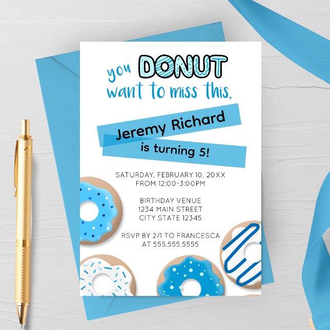 Convite de Aniversário de Donut Azul (Criador carregado)