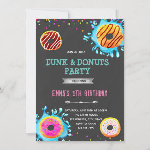 convite de aniversário de donut e imersão