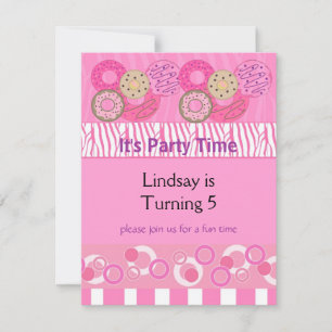 Convite de Aniversário de Donut Rosa