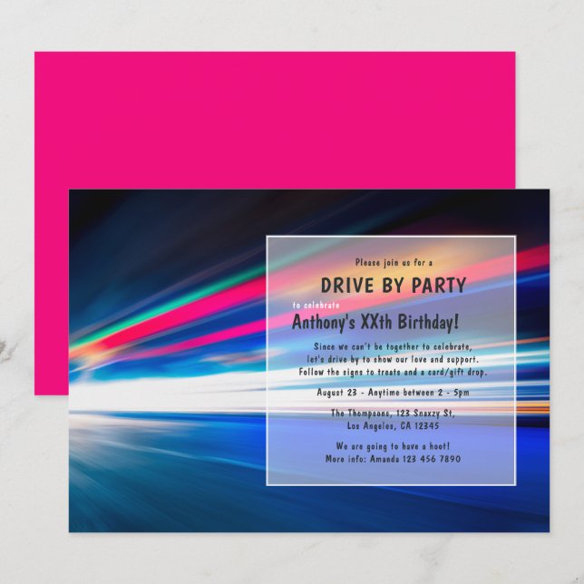 Convite de Aniversário de Drive By (Frente/Verso)