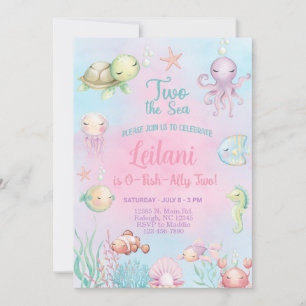 Convite de aniversário de duas meninas O-FISH-ALLY