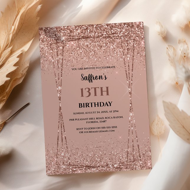 Convite de aniversário de Efeito da Glitter Dourad (Criador carregado)