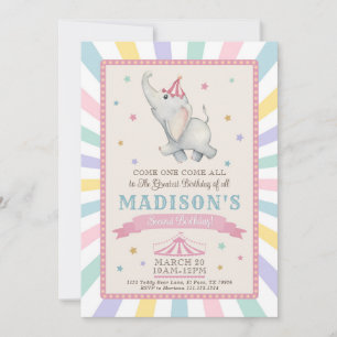 Convite de aniversário de Elefante Circus