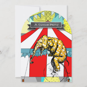 Convite de Aniversário de Elefante de Circo em Bun