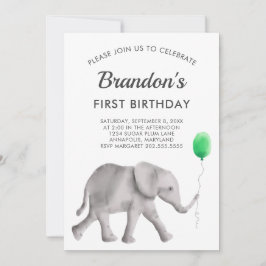 Convite de aniversário de Elefante para Bebês, Ver