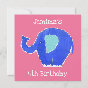 Convite de aniversário de elefante personalizado